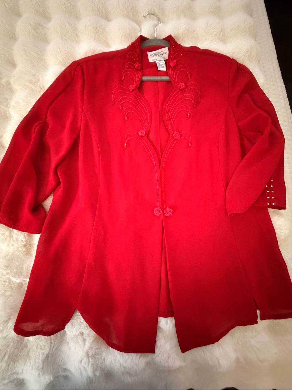 Elegant Red Women's Embroidered Jacket - Classic Style